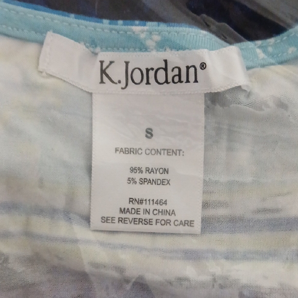 K Jordan S Blue Multi Twist Shark Bite Top - Picture 3 of 4